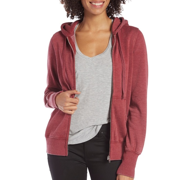 Z Supply Jackets & Blazers - Z supply Fleece Zip Hoodie Dark Ruby